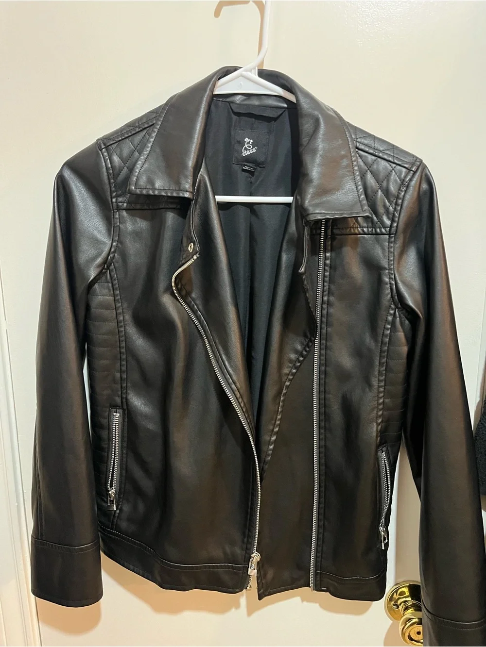 Art Class Black Faux Leather Jacket for Kids